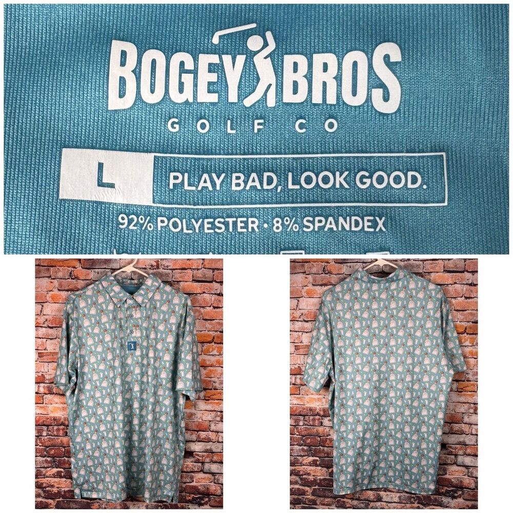 Bogey Bros Golf Co Performance Polo Tequila Lime Salt All Over Large